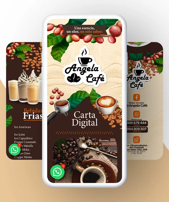 Carta digital con diseño de Angela Café, hecha por Qcarta