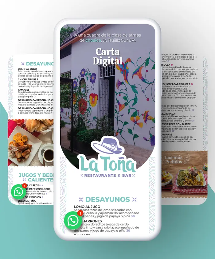 Carta digital con diseño de La Toña, hecha por Qcarta