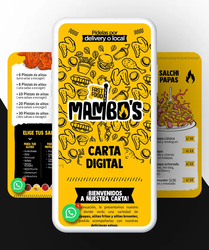 Carta digital con diseño de Mambo's, hecha por Qcarta